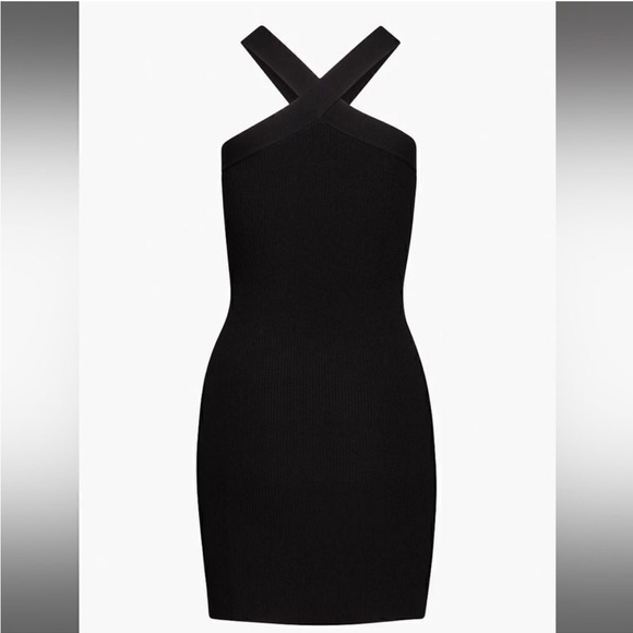 Babaton Dresses & Skirts - Aritzia Babaton Sculpt Criss Cross Ribbed Dress Black Size XS Sz XS Extra Small
